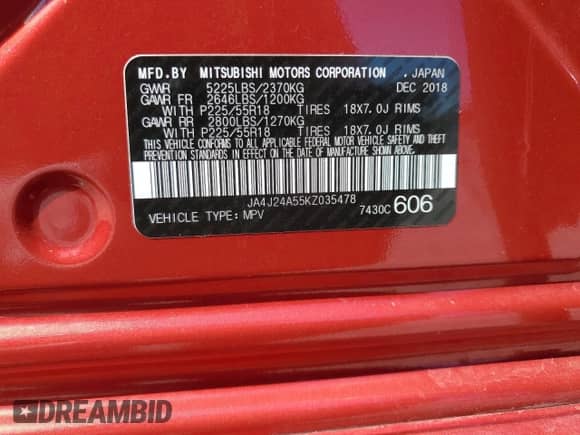 2019 Mitsubishi Outlander SEL with VIN JA4J24A55KZ035478, listed as a Copart auction lot 72070215 with 83,859 mi miles and Salvage title. Bid and sale history available at DreamBid. Image 13.