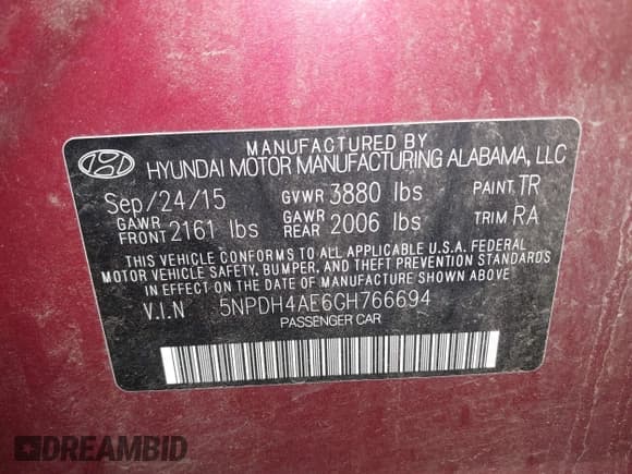 ✅ 2016 Hyundai Elantra SE • VIN: 5NPDH4AE6GH766694 • Лот: 43480430. Опубликован ранее на IAAI с пробегом 129 977 миль. Бесплатный доступ к архиву аукционных продаж из США и подробный отчёт об истории автомобиля на DreamBid. Изображение 9.