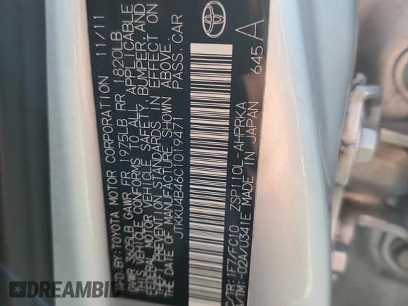 ✅ 2012 Scion xD • VIN: JTKKU4B46C1019471 • Lot: 86707725. Wystawiony na Copart z przebiegiem Nie podano. Bezpłatny archiwum sprzedaży aukcyjnych z USA i szczegółowy raport historii pojazdu na DreamBid. Zdjęcie 12.