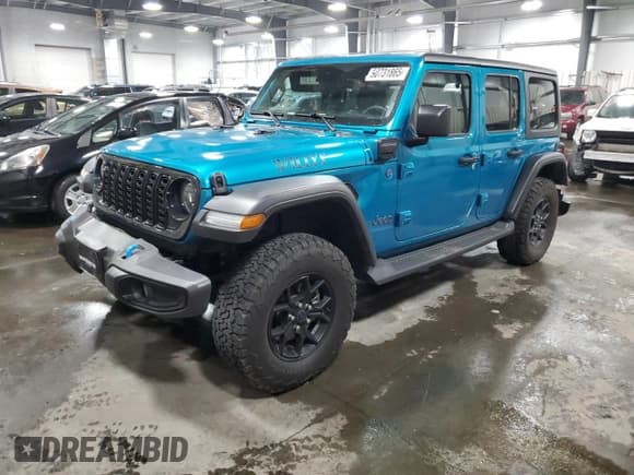 ✅ 2024 Jeep Wrangler Willys • VIN: 1C4RJXN68RW211242 • Лот: 90731865. Опубликован ранее на Copart с пробегом 28 078 миль. Бесплатный доступ к архиву аукционных продаж из США и подробный отчёт об истории автомобиля на DreamBid. Изображение 1.
