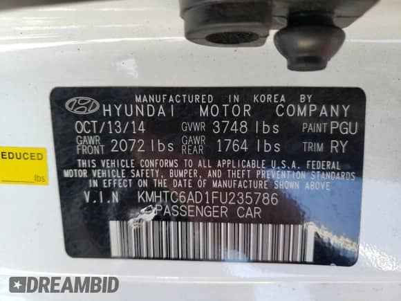 2015 Hyundai Veloster с VIN KMHTC6AD1FU235786, выставлен на аукционе Copart как лот 55819914 с пробегом 173 550 миль миль и Чистый • Clean title. История ставок и продаж доступна на DreamBid. Изображение 12.