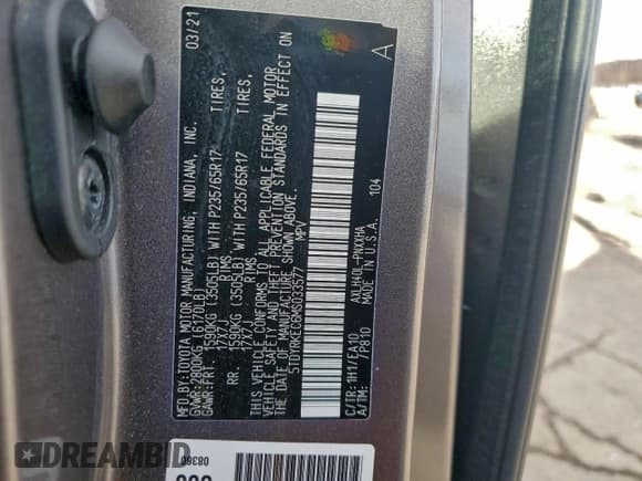 ✅ 2021 Toyota Sienna XLE • VIN: 5TDYRKEC6MS033577 • Lot: 95897355. Wystawiony na Copart z przebiegiem 58 436 mil. Bezpłatny archiwum sprzedaży aukcyjnych z USA i szczegółowy raport historii pojazdu na DreamBid. Zdjęcie 13.