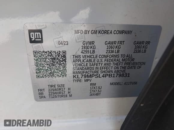 ✅ 2023 Chevrolet TrailBlazer LT • VIN: KL79MPSL4PB179831 • Лот: 43190505. Опубликован ранее на IAAI с пробегом 20 834 миль. Бесплатный доступ к архиву аукционных продаж из США и подробный отчёт об истории автомобиля на DreamBid. Изображение 9.