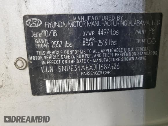 ✅ 2018 Hyundai Sonata Sport Plus • VIN: 5NPE34AFXJH682526 • Лот: 91583245. Опубликован ранее на Copart с пробегом 51 781 миль. Бесплатный доступ к архиву аукционных продаж из США и подробный отчёт об истории автомобиля на DreamBid. Изображение 12.