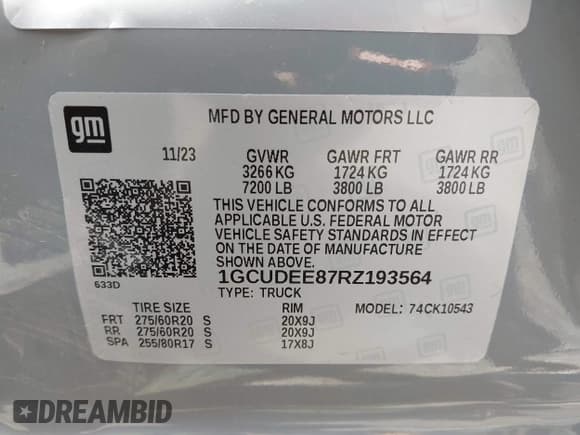 ✅ 2024 Chevrolet Silverado 1500 RST • VIN: 1GCUDEE87RZ193564 • Lot: 42321781. Listed on IAAI with 20,135 mi. Free auction sales archive from the USA and detailed vehicle history report at DreamBid. Image 9.