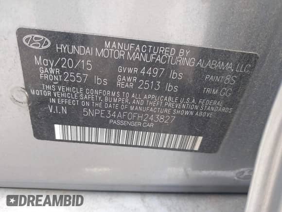 2015 Hyundai Sonata Sport с VIN 5NPE34AF0FH243827, выставлен на аукционе IAAI как лот 43116848 с пробегом 110 591 миль миль и . История ставок и продаж доступна на DreamBid. Изображение 9.