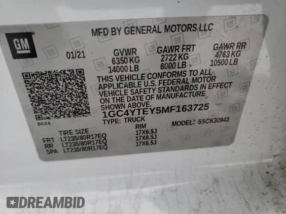 2021 Chevrolet Silverado 3500HD LT z VIN 1GC4YTEY5MF163725, wystawiony jako Copart lot #43392655 z przebiegiem 108 242 mil mil oraz Czysty tytuł • Clean title. Historia ofert i sprzedaży dostępna na DreamBid. Obrazek 12.