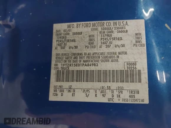 ✅ 2001 Ford Ranger XL Fleet • VIN: 1FTZR15E01PA84983 • Lot: 43144304. Wystawiony na IAAI z przebiegiem 204 651 mil. Bezpłatny archiwum sprzedaży aukcyjnych z USA i szczegółowy raport historii pojazdu na DreamBid. Zdjęcie 9.