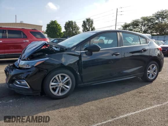 2018 Chevrolet Cruze LT with VIN 3G1BD6SM1JS650409, listed as a Copart auction lot 65336244 with 58,036 mi miles and Salvage title. Bid and sale history available at DreamBid. Image 1.