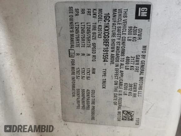 ✅ 2014 Chevrolet Silverado 2500HD LT • VIN: 1GC1KXCG8EF181594 • Лот: 64607545. Опубликован ранее на Copart с пробегом 277 608 миль. Бесплатный доступ к архиву аукционных продаж из США и подробный отчёт об истории автомобиля на DreamBid. Изображение 12.