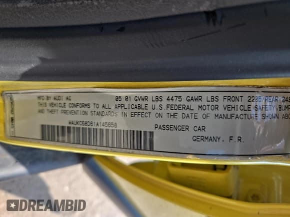 ✅ 2001 Audi A4 • VIN: WAUKC68D61A145658 • Lot: 89722635. Listed on Copart with 90,147 mi. Free auction sales archive from the USA and detailed vehicle history report at DreamBid. Image 10.