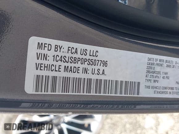 ✅ 2023 Jeep Wagoneer Series II • VIN: 1C4SJSBP0PS507796 • Lot: 41804164. Wystawiony na IAAI z przebiegiem 40 951 mil. Bezpłatny archiwum sprzedaży aukcyjnych z USA i szczegółowy raport historii pojazdu na DreamBid. Zdjęcie 9.