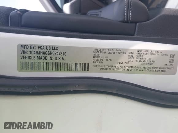 ✅ 2024 Jeep Grand Cherokee Altitude • VIN: 1C4RJHAG6RC247310 • Лот: 43149726. Опубликован ранее на IAAI с пробегом 6 220 миль. Бесплатный доступ к архиву аукционных продаж из США и подробный отчёт об истории автомобиля на DreamBid. Изображение 9.