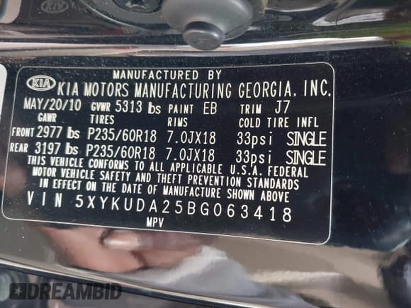 ✅ 2011 Kia Sorento EX • VIN: 5XYKUDA25BG063418 • Lot: 43244061. Wystawiony na IAAI z przebiegiem 156 820 mil. Bezpłatny archiwum sprzedaży aukcyjnych z USA i szczegółowy raport historii pojazdu na DreamBid. Zdjęcie 9.