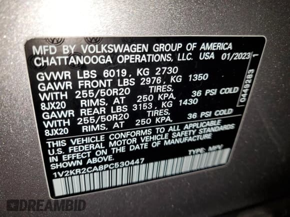 ✅ 2023 Volkswagen Atlas SE • VIN: 1V2KR2CA8PC530447 • Лот: 84427575. Опубликован ранее на Copart с пробегом 19 053 миль. Бесплатный доступ к архиву аукционных продаж из США и подробный отчёт об истории автомобиля на DreamBid. Изображение 13.