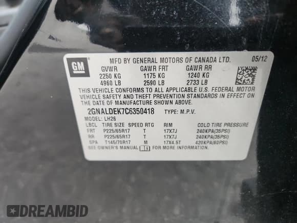 ✅ 2012 Chevrolet Equinox 1LT • VIN: 2GNALDEK7C6350418 • Lot: 90665085. Listed on Copart with 199,910 mi. Free auction sales archive from the USA and detailed vehicle history report at DreamBid. Image 14.