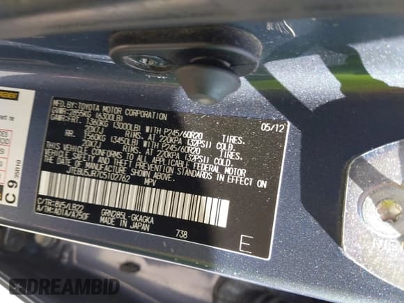 ✅ 2012 Toyota 4Runner SR5 • VIN: JTEBU5JR7C5102762 • Lot: 42231649. Listed on IAAI with 144,037 mi. Free auction sales archive from the USA and detailed vehicle history report at DreamBid. Image 9.