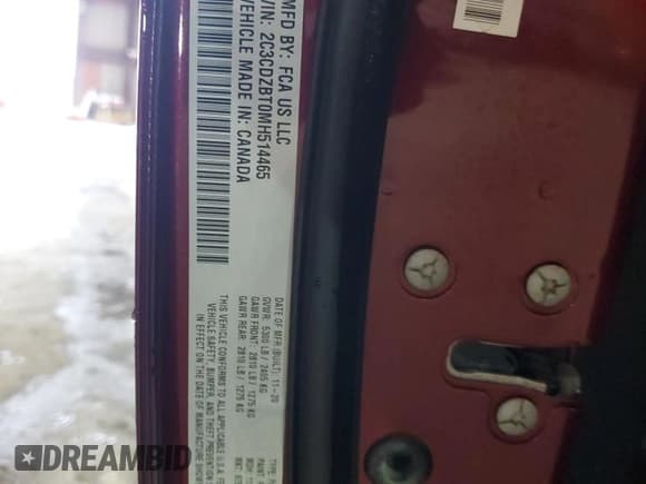 ✅ 2021 Dodge Challenger R/T • VIN: 2C3CDZBT0MH514465 • Lot: 71196534. Wystawiony na Copart z przebiegiem 20 617 mil. Bezpłatny archiwum sprzedaży aukcyjnych z USA i szczegółowy raport historii pojazdu na DreamBid. Zdjęcie 13.