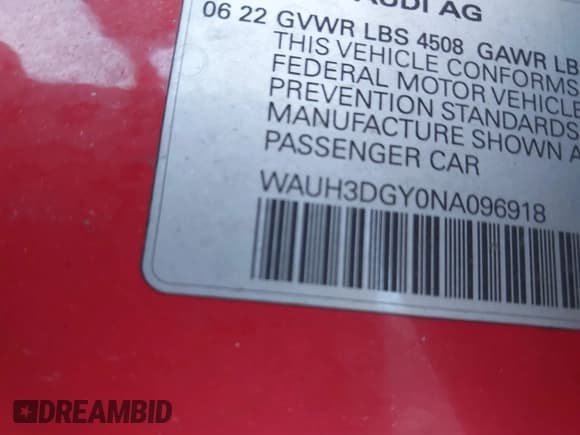 ✅ 2022 Audi S3 Premium Plus • VIN: WAUH3DGY0NA096918 • Lot: 41411268. Listed on IAAI with 14 mi. Free auction sales archive from the USA and detailed vehicle history report at DreamBid. Image 9.