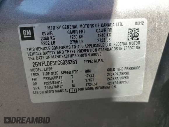 2012 Chevrolet Equinox 1LT z VIN 2GNFLDE50C6336361, wystawiony jako Copart lot #86456785 z przebiegiem 204 636 mil mil oraz Szkoda całkowita • Salvage title. Historia ofert i sprzedaży dostępna na DreamBid. Obrazek 13.