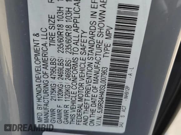 ✅ 2025 Honda CR-V EX • VIN: 5J6RS4H40SL007963 • Lot: 84283835. Listed on Copart with 8,766 mi. Free auction sales archive from the USA and detailed vehicle history report at DreamBid. Image 12.