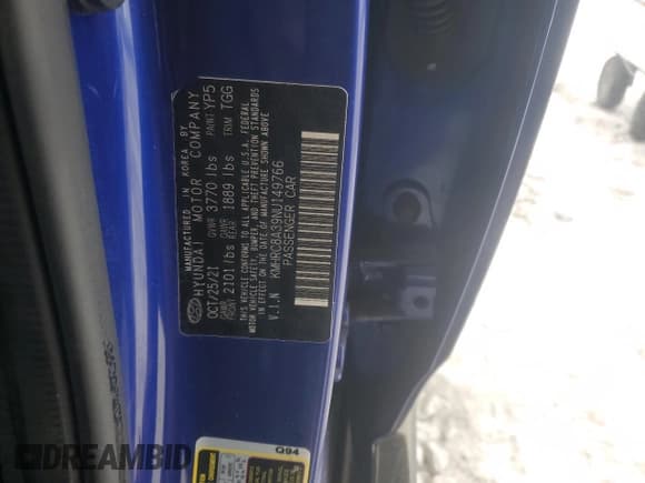 ✅ 2022 Hyundai Venue SEL • VIN: KMHRC8A39NU149766 • Lot: 43861135. Listed on Copart with 33,850 mi. Free auction sales archive from the USA and detailed vehicle history report at DreamBid. Image 12.