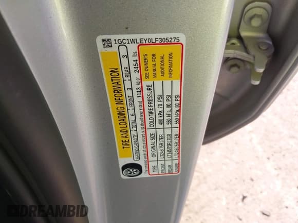 ✅ 2020 Chevrolet Silverado 2500HD Work Truck • VIN: 1GC1WLEY0LF305275 • Lot: 43217377. Listed on IAAI with 116,239 mi. Free auction sales archive from the USA and detailed vehicle history report at DreamBid. Image 9.