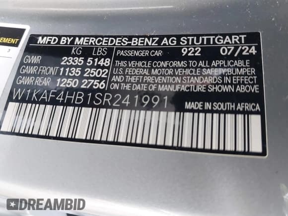 ✅ 2025 Mercedes-Benz C 300 • VIN: W1KAF4HB1SR241991 • Lot: 43036810. Wystawiony na IAAI z przebiegiem 8 952 mil. Bezpłatny archiwum sprzedaży aukcyjnych z USA i szczegółowy raport historii pojazdu na DreamBid. Zdjęcie 9.