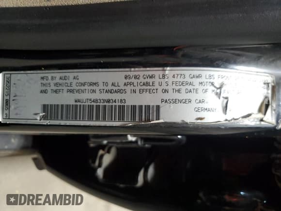 ✅ 2003 Audi A6 • VIN: WAUJT54B33N034183 • Лот: 71909625. Опубликован ранее на Copart с пробегом 152 561 миль. Бесплатный доступ к архиву аукционных продаж из США и подробный отчёт об истории автомобиля на DreamBid. Изображение 13.