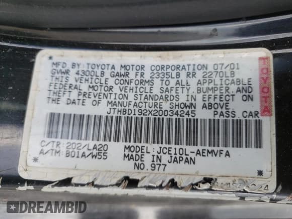 ✅ 2002 Lexus IS 300/350 • VIN: JTHBD192X20034245 • Лот: 69865514. Опубликован ранее на Copart с пробегом Не указан. Бесплатный доступ к архиву аукционных продаж из США и подробный отчёт об истории автомобиля на DreamBid. Изображение 12.