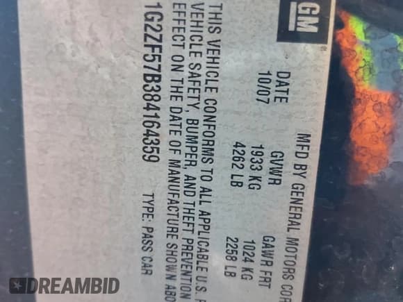 ✅ 2008 Pontiac G6 1SV Value Leader • VIN: 1G2ZF57B384164359 • Lot: 85582305. Wystawiony na Copart z przebiegiem 111 673 mil. Bezpłatny archiwum sprzedaży aukcyjnych z USA i szczegółowy raport historii pojazdu na DreamBid. Zdjęcie 12.