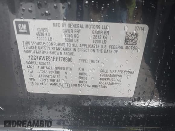 ✅ 2015 Chevrolet Silverado 2500HD LTZ • VIN: 1GC1KWE81FF178800 • Lot: 42356374. Listed on IAAI with 114,203 mi. Free auction sales archive from the USA and detailed vehicle history report at DreamBid. Image 9.