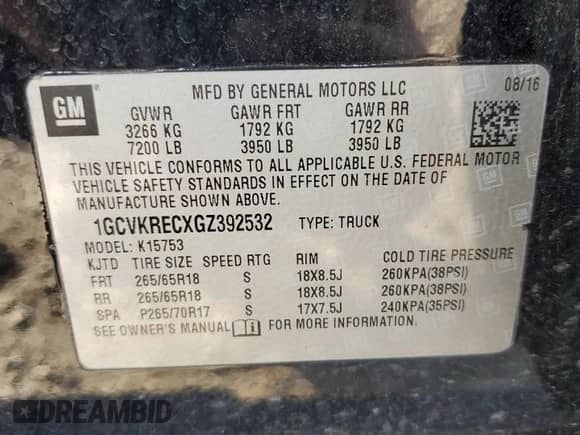 2016 Chevrolet Silverado 1500 LT с VIN 1GCVKRECXGZ392532, выставлен на аукционе Copart как лот 70576745 с пробегом 169 117 миль миль и Списание • Salvage title. История ставок и продаж доступна на DreamBid. Изображение 12.