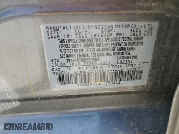 ✅ 2021 Nissan Sentra SV • VIN: 3N1AB8CV0MY293868 • Лот: 57363405. Опубликован ранее на Copart с пробегом 101 510 миль. Бесплатный доступ к архиву аукционных продаж из США и подробный отчёт об истории автомобиля на DreamBid. Изображение 12.