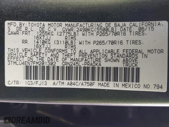 ✅ 2015 Toyota Tacoma • VIN: 3TMLU4EN7FM201302 • Lot: 41666606. Listed on IAAI with 200,504 mi. Free auction sales archive from the USA and detailed vehicle history report at DreamBid. Image 9.