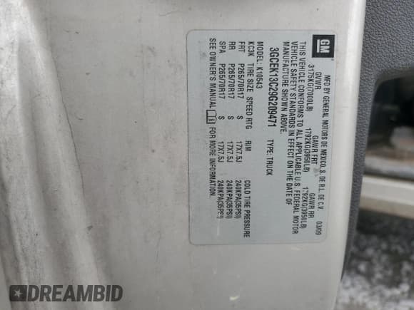 ✅ 2009 Chevrolet Silverado 1500 LS • VIN: 3GCEK13C29G209471 • Lot: 68016905. Listed on Copart with 364,933 mi. Free auction sales archive from the USA and detailed vehicle history report at DreamBid. Image 12.