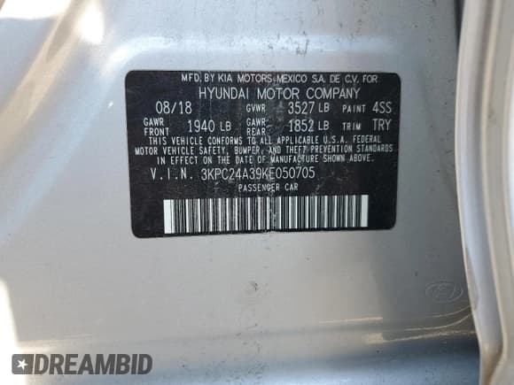 ✅ 2019 Hyundai Accent SE • VIN: 3KPC24A39KE050705 • Лот: 75056934. Опубликован ранее на Copart с пробегом 127 271 миль. Бесплатный доступ к архиву аукционных продаж из США и подробный отчёт об истории автомобиля на DreamBid. Изображение 13.