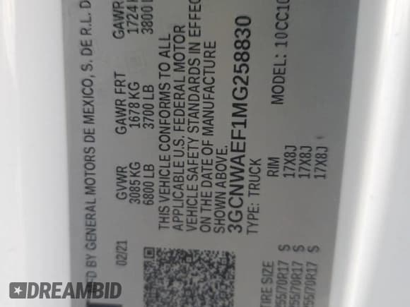 ✅ 2021 Chevrolet Silverado 1500 Work Truck • VIN: 3GCNWAEF1MG258830 • Lot: 76134404. Wystawiony na Copart z przebiegiem 45 001 mil. Bezpłatny archiwum sprzedaży aukcyjnych z USA i szczegółowy raport historii pojazdu na DreamBid. Zdjęcie 12.