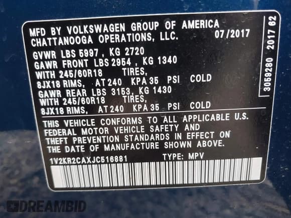 ✅ 2018 Volkswagen Atlas SE • VIN: 1V2KR2CAXJC516881 • Lot: 42137675. Wystawiony na IAAI z przebiegiem 99 622 mil. Bezpłatny archiwum sprzedaży aukcyjnych z USA i szczegółowy raport historii pojazdu na DreamBid. Zdjęcie 9.