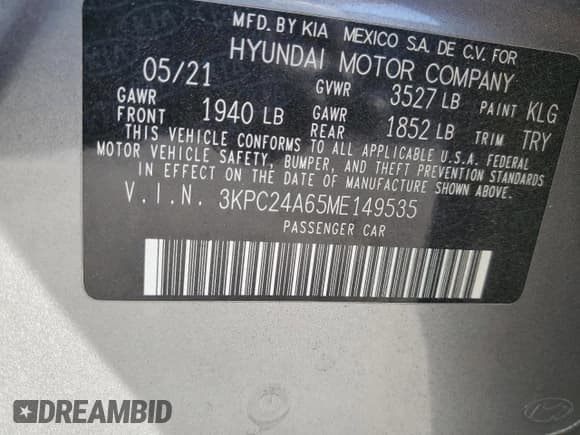 ✅ 2021 Hyundai Accent SE • VIN: 3KPC24A65ME149535 • Лот: 80064374. Опубликован ранее на Copart с пробегом 49 711 миль. Бесплатный доступ к архиву аукционных продаж из США и подробный отчёт об истории автомобиля на DreamBid. Изображение 13.