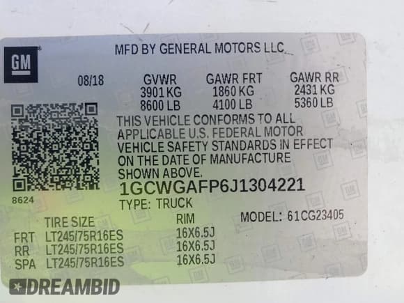 ✅ 2018 Chevrolet Express Cargo • VIN: 1GCWGAFP6J1304221 • Lot: 43060353. Wystawiony na IAAI z przebiegiem 204 808 mil. Bezpłatny archiwum sprzedaży aukcyjnych z USA i szczegółowy raport historii pojazdu na DreamBid. Zdjęcie 9.