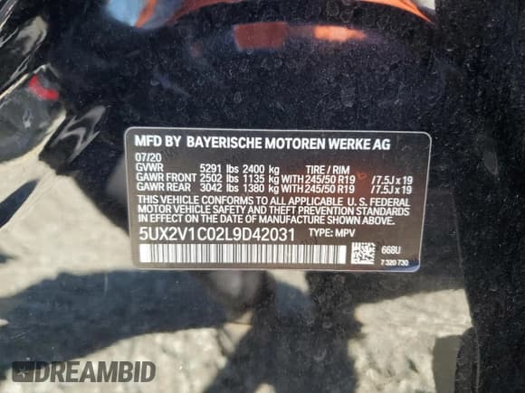 ✅ 2020 BMW X4 xDrive30i • VIN: 5UX2V1C02L9D42031 • Lot: 85201085. Wystawiony na Copart z przebiegiem Nie podano. Bezpłatny archiwum sprzedaży aukcyjnych z USA i szczegółowy raport historii pojazdu na DreamBid. Zdjęcie 13.