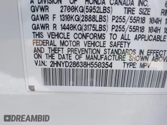 ✅ 2008 Acura MDX Technology • VIN: 2HNYD28638H550354 • Лот: 42759457. Опубликован ранее на IAAI с пробегом 161 758 миль. Бесплатный доступ к архиву аукционных продаж из США и подробный отчёт об истории автомобиля на DreamBid. Изображение 9.