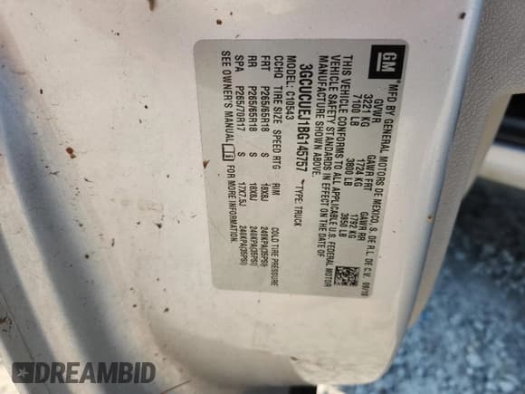 ✅ 2011 Chevrolet Silverado 1500 1HY • VIN: 3GCUCUEJ1BG145757 • Lot: 81233305. Listed on Copart with 260,896 mi. Free auction sales archive from the USA and detailed vehicle history report at DreamBid. Image 12.