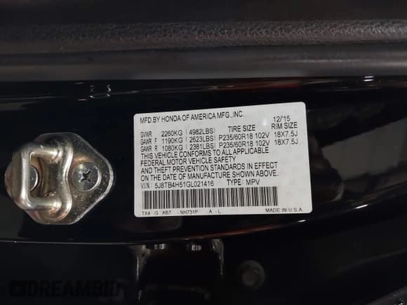 ✅ 2016 Acura RDX Technology • VIN: 5J8TB4H51GL021416 • Lot: 42194092. Listed on IAAI with 54,087 mi. Free auction sales archive from the USA and detailed vehicle history report at DreamBid. Image 9.