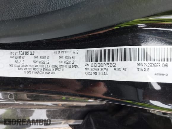 ✅ 2015 Chrysler 200 S • VIN: 1C3CCCBB1FN753962 • Lot: 43529154. Listed on IAAI with 173,477 mi. Free auction sales archive from the USA and detailed vehicle history report at DreamBid. Image 9.