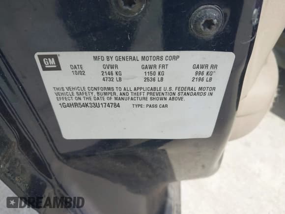 ✅ 2003 Buick LeSabre Limited • VIN: 1G4HR54K33U174784 • Lot: 42029245. Listed on IAAI with 134,584 mi. Free auction sales archive from the USA and detailed vehicle history report at DreamBid. Image 9.