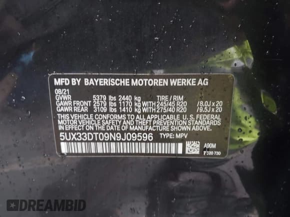 ✅ 2022 BMW X4 xDrive30i • VIN: 5UX33DT09N9J09596 • Lot: 43708534. Wystawiony na IAAI z przebiegiem 54 336 mil. Bezpłatny archiwum sprzedaży aukcyjnych z USA i szczegółowy raport historii pojazdu na DreamBid. Zdjęcie 9.