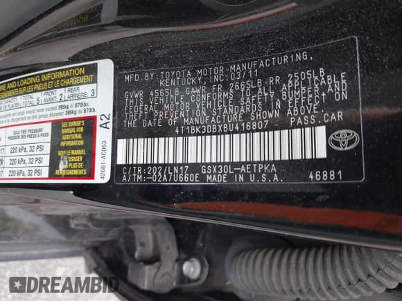 ✅ 2011 Toyota Avalon Limited • VIN: 4T1BK3DBXBU416807 • Лот: 43302320. Опубликован ранее на IAAI с пробегом Не указан. Бесплатный доступ к архиву аукционных продаж из США и подробный отчёт об истории автомобиля на DreamBid. Изображение 9.