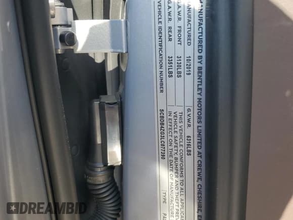 ✅ 2020 Bentley Continental GT GT • VIN: SCBDB4ZG3LC077390 • Лот: 53783985. Опубликован ранее на Copart с пробегом 11 574 миль. Бесплатный доступ к архиву аукционных продаж из США и подробный отчёт об истории автомобиля на DreamBid. Изображение 12.